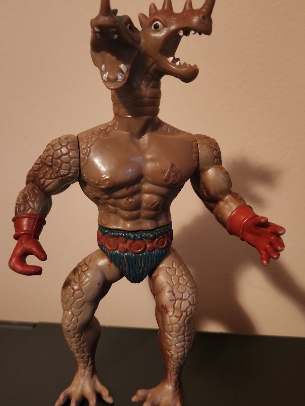 Remco 1982 Vintage Two-Headed Reptile Hydraz Action Figure with Red Gloves